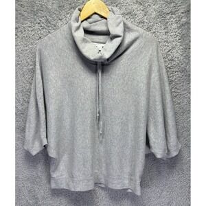 Pure Jill J Jill Women's Gray Cowl Neck Kimono Boxy Top Sweater Coastal Medium